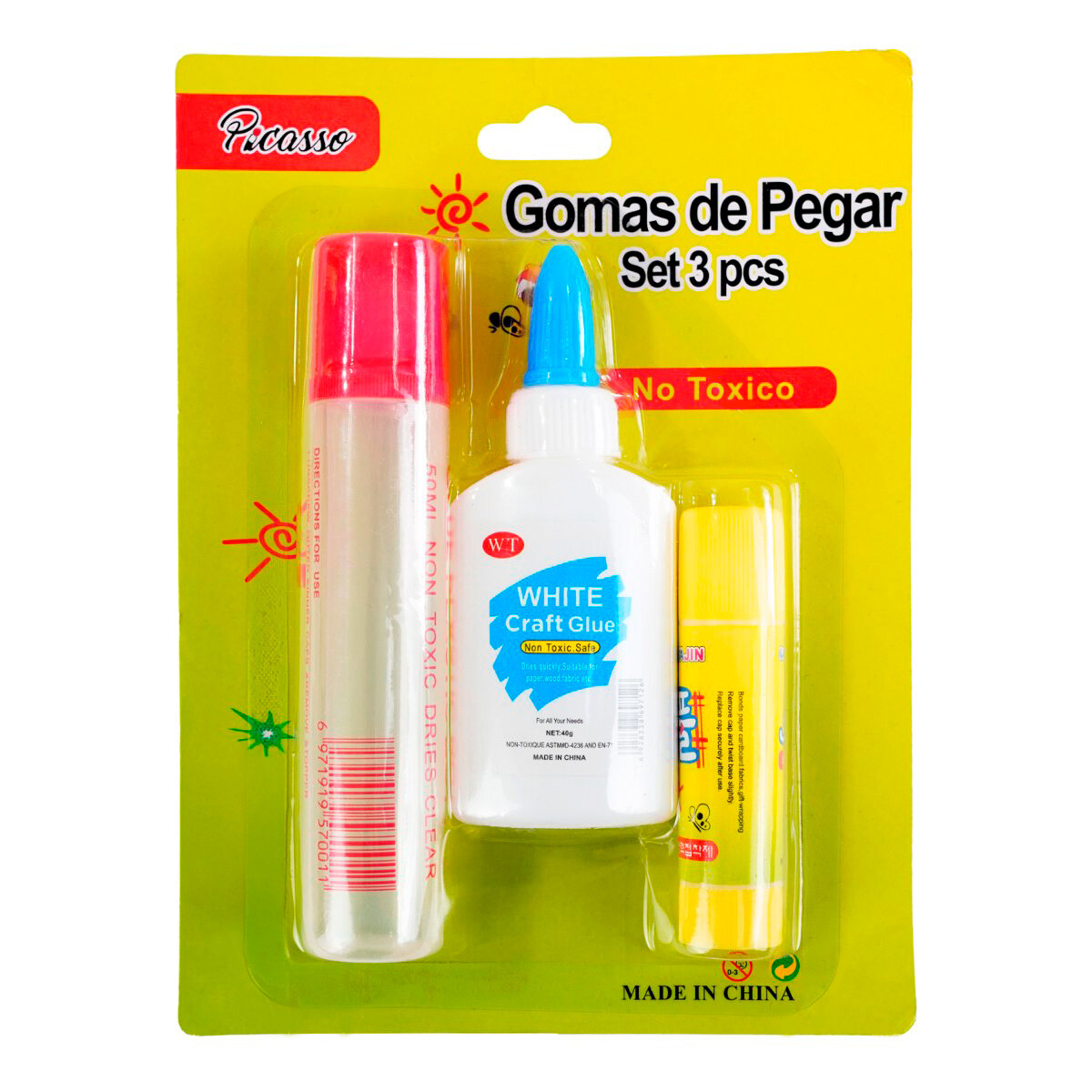 Set de 3 gomas de pegar 
