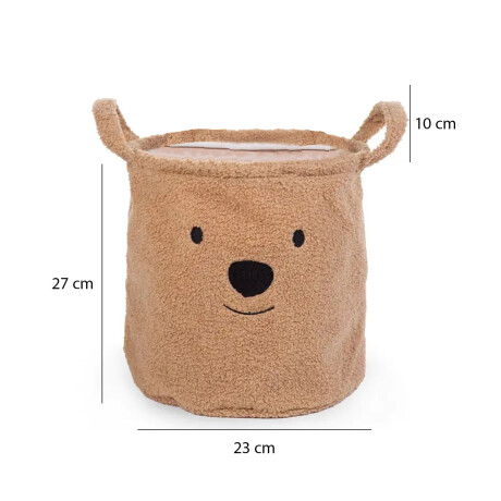 Cesto Osito Canasto Infantil Organizador de Peluche con Asas Marrón