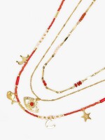 Set De Collares Con Cuentas De Piedra Y Resina multicolor