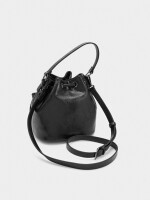 Bolso Bombonera Con Textura Y Cremalleras negro
