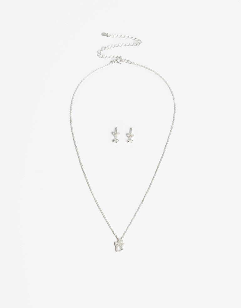 Bijouterie Set Exclusive Edition Set Aros Pasantes Y Cadena Plata 925 - Plateado Rodio