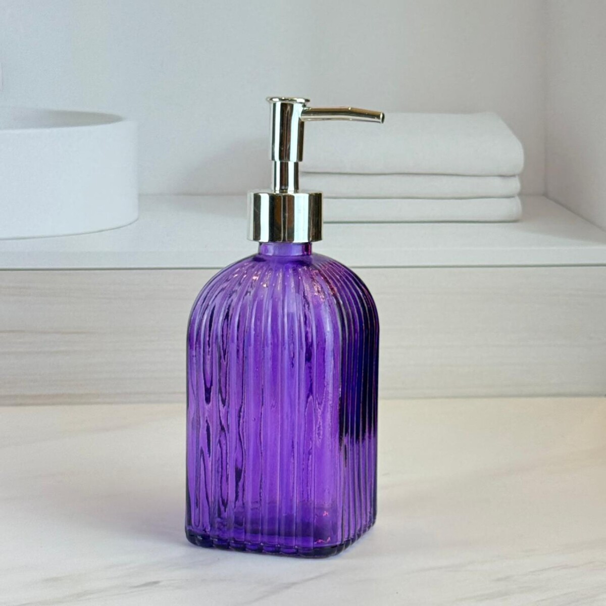 Dispensador Jabón Vidrio 500ML Alto 20cm x Ancho 7cm x Largo 7cm 