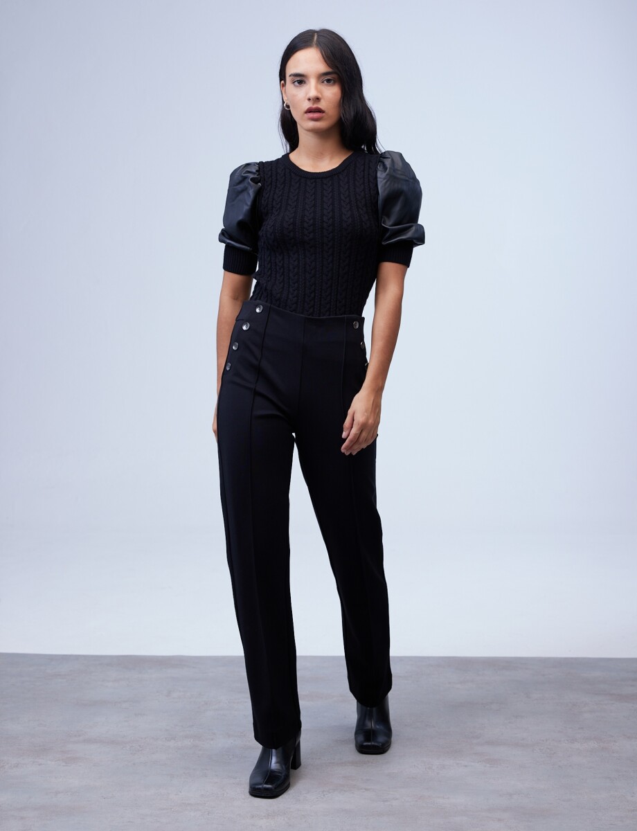 Pantalon Botones - Negro 