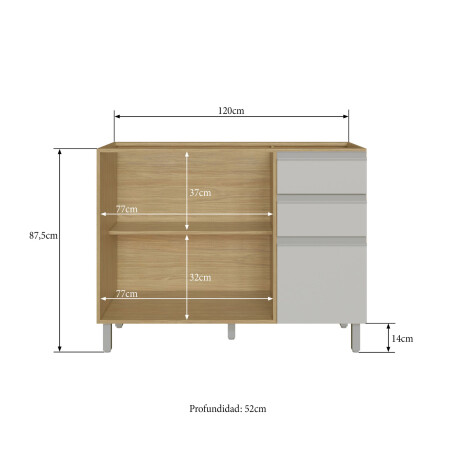 BAJO MESADA 120 CM MDF-Y-PVC BLANCO FRANCINE