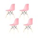 Pack 4 Sillas De Comedor Eames Lumax De Diseño Moderno Con Patas De Madera Rosa