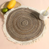 Individual Circular Con Flecos - Marrón Individual Circular Con Flecos - Marrón