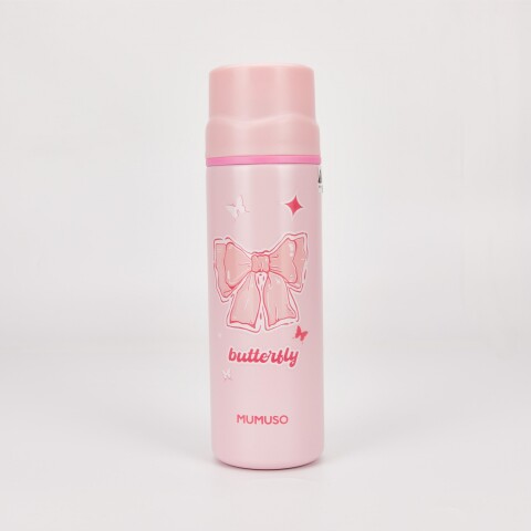 BOTELLA DE AGUA AISLADA PORTÁTIL CON VASO PEQUEÑO (ROSA/450 ML) BOTELLA DE AGUA AISLADA PORTÁTIL CON VASO PEQUEÑO (ROSA/450 ML)