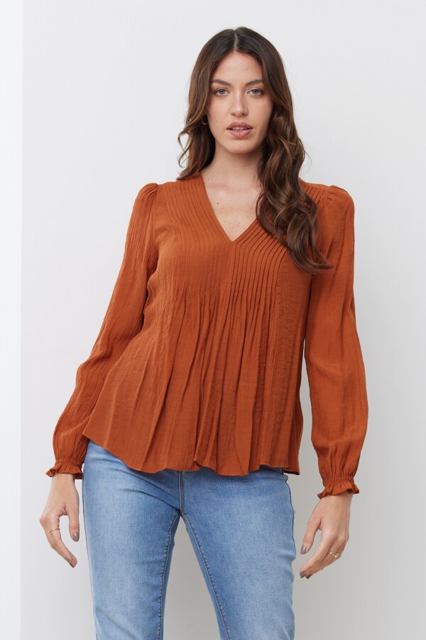 Blusa Plisada TOSTADO