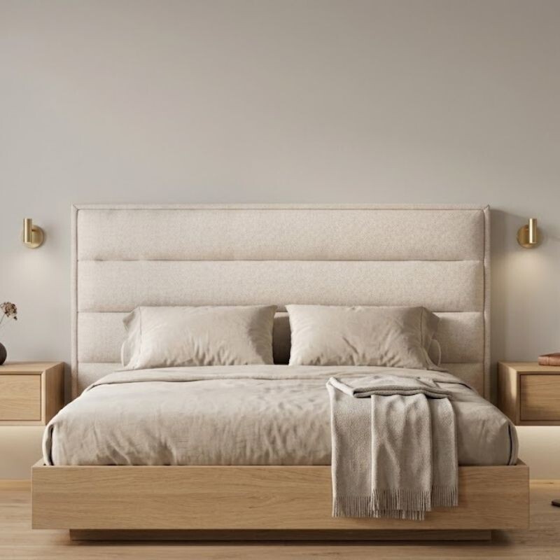 Respaldo Aéreo Wave Lino Beige - Queen 158x127