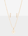 Bijouterie Set Metal Set De Collar Margarita Y Aros Argolla - Dorado