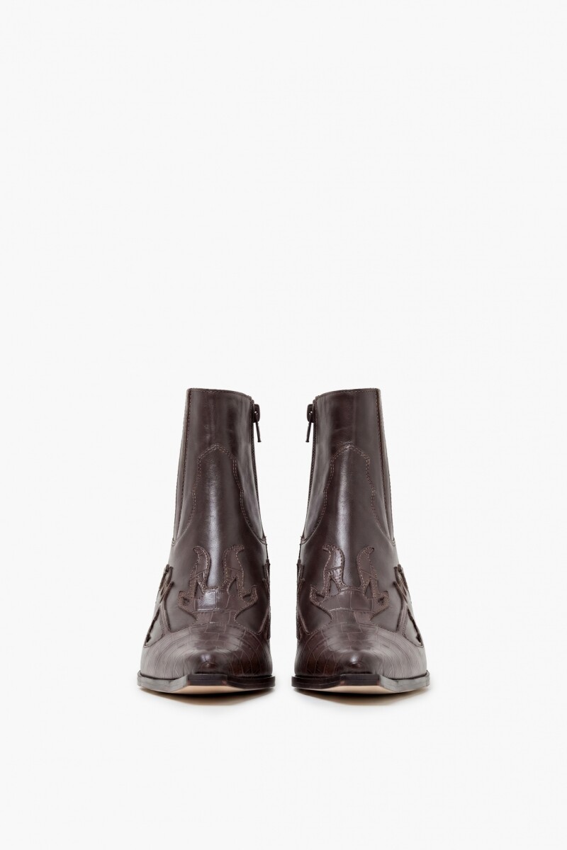 Bota de cuero Texi croco chocolate