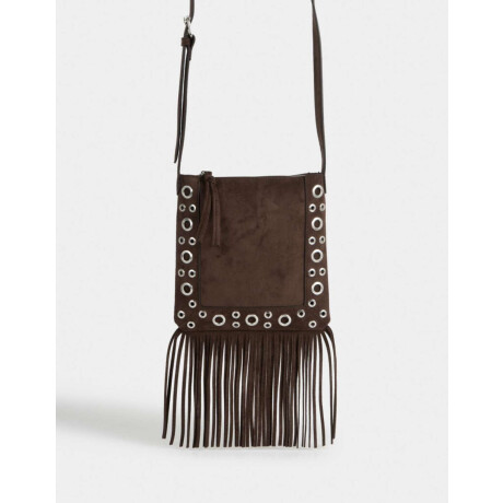 Bandolera Suede Flecos Marron Chocolate