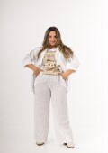 Conjunto blazer y palazo 100% lino Made in Italy Blanco