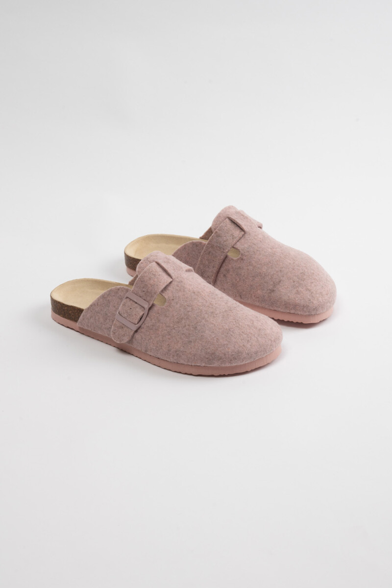 Zueco fieltro hebilla - Rosa 