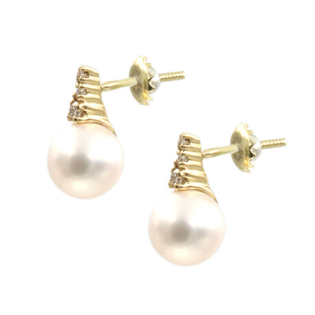 Caravanas Gretta en oro amarillo 18k con brillantes y perlas Caravanas Gretta en oro amarillo 18k con brillantes y perlas