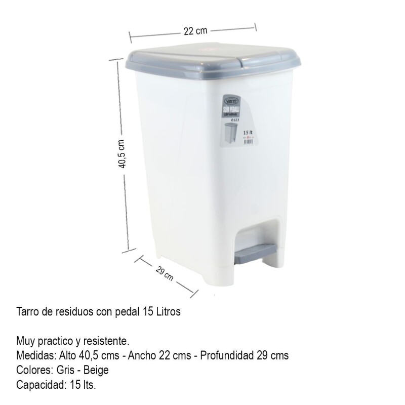 Tarro de residuos 15L con pedal BLANCO