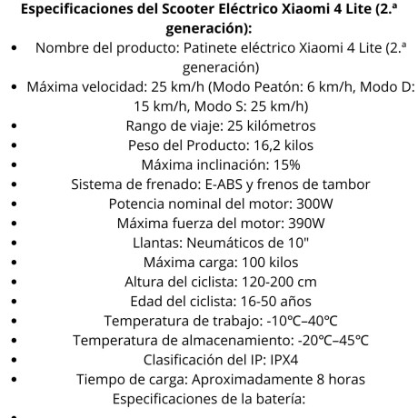Xiaomi Scooter eléctrico 4 Lite 2da Gen. V01