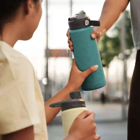 Botellas térmicas de acero inoxidable con asa y colores pastel 1000ML Azul Claro