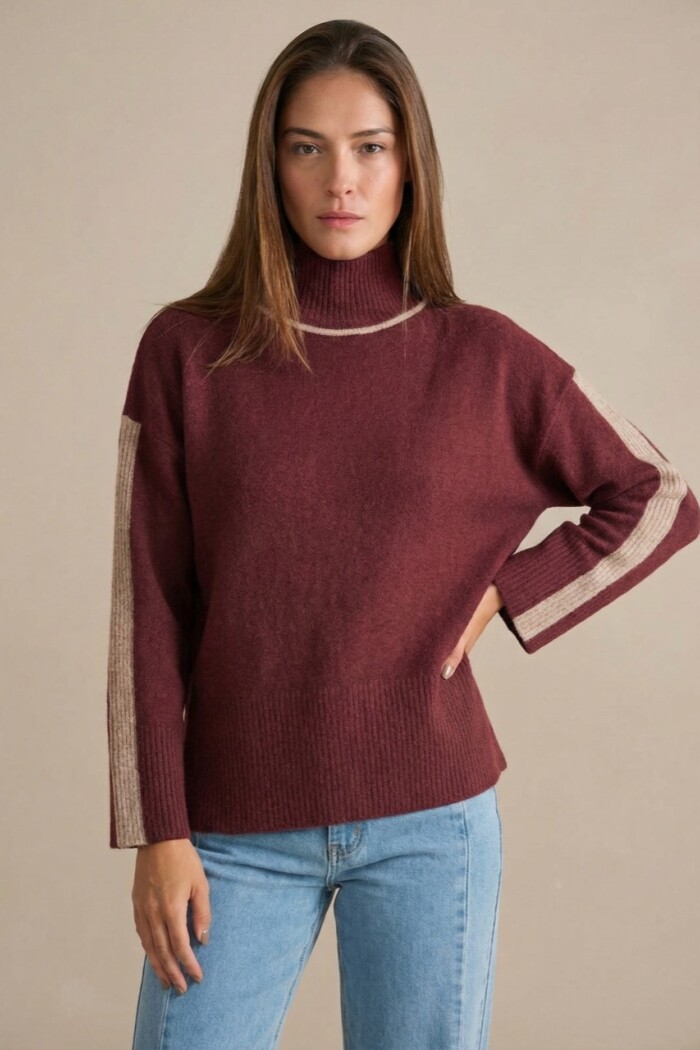 Polera Combinada Bordeaux