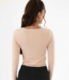 Remera algodón elastano Beige