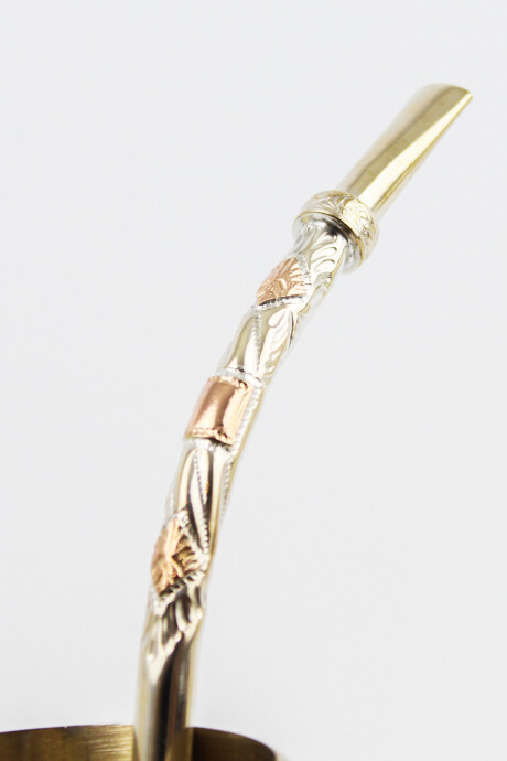 Bombilla Criolla Tres Apliques en Oro Bombilla Criolla Tres Apliques en Oro