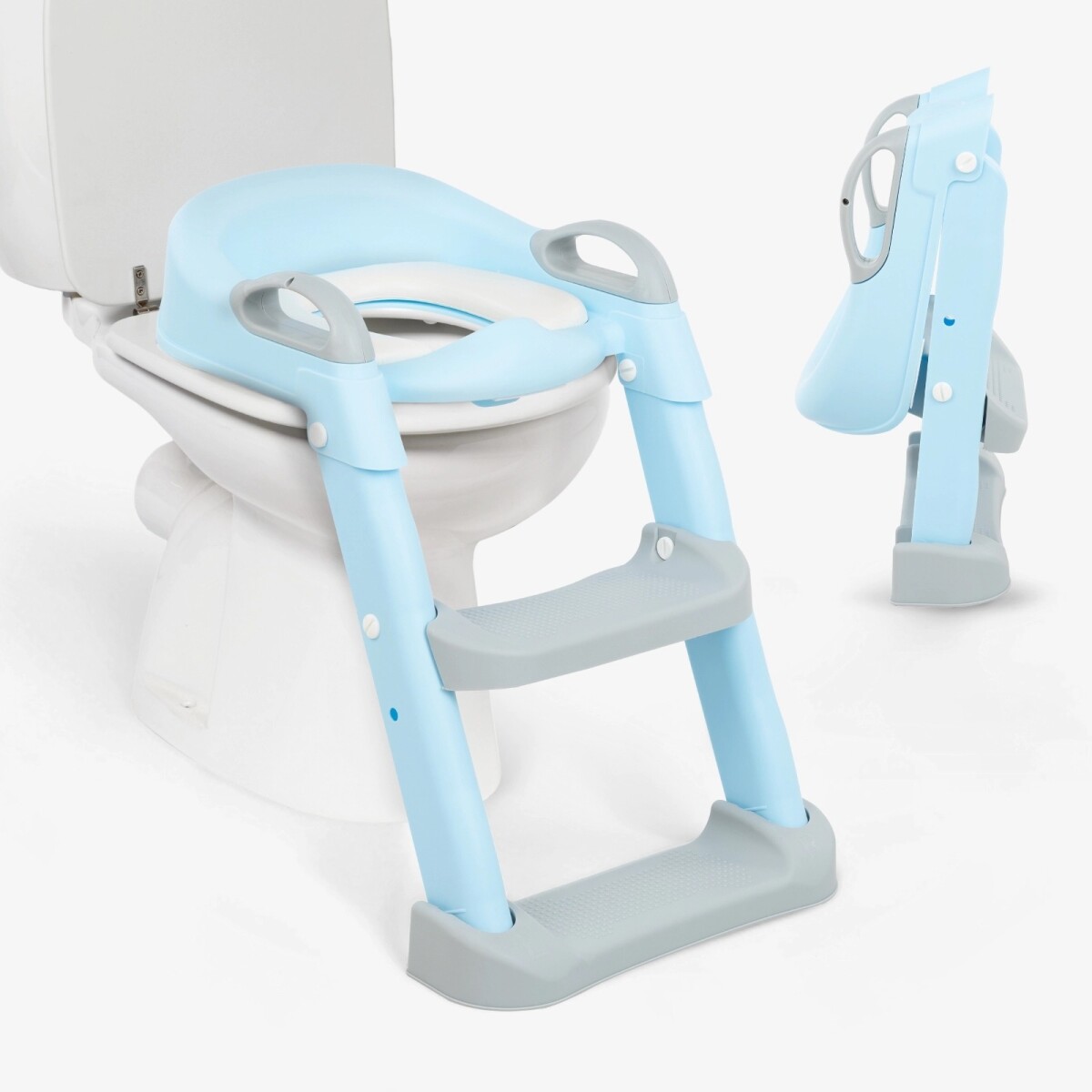 Reductor de inodoro con escalera set entrenamiento Kikkaboo blue 