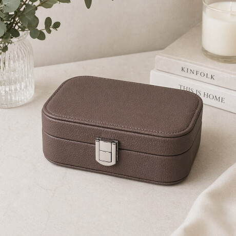 Joyero con espejo y hebilla - Chico 15x10x5cm Marron