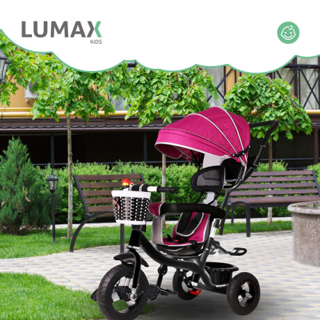 Coche Triciclo a Pedal C/Guía y Capota giratorio 360 Rojo