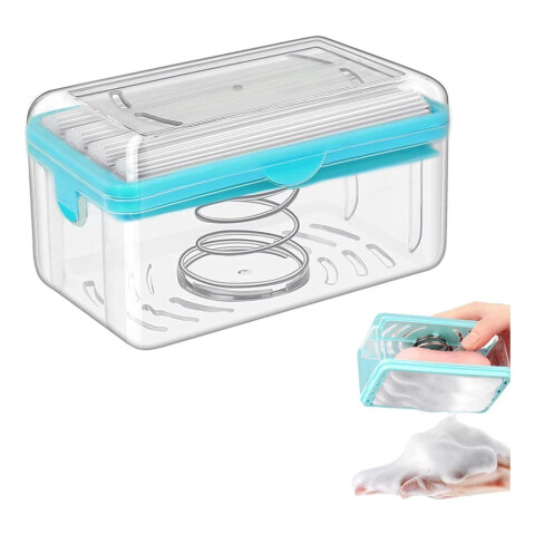 Jabonera Dispensador Jabón 2 En 1 Baño Lava Ropa Rodillos Color Variante Celeste