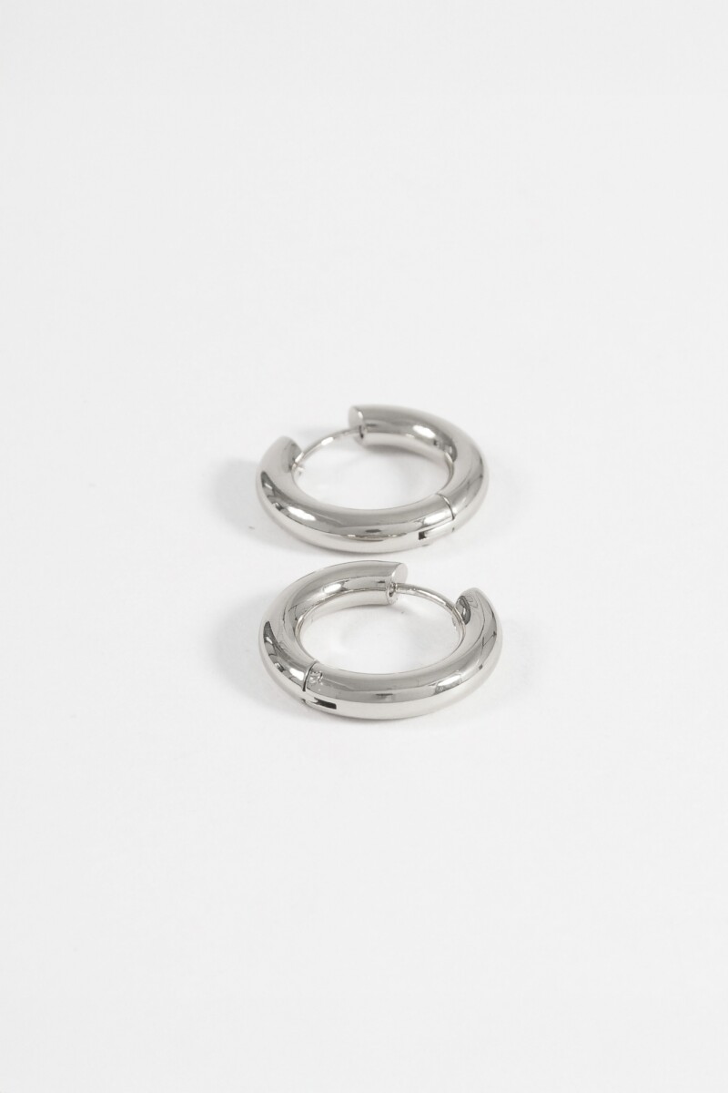 Aros acero grueso small plateado