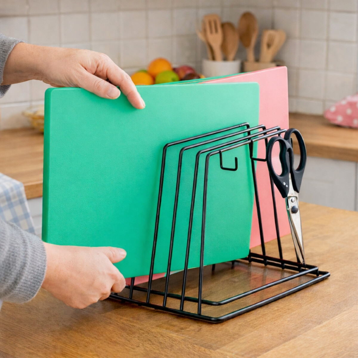 Soporte Organizador para 6 Tablas de corte Negro 