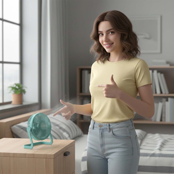 Ventilador De Escritorio Portatil Inclinable 14,5 Cm Usb Color verde