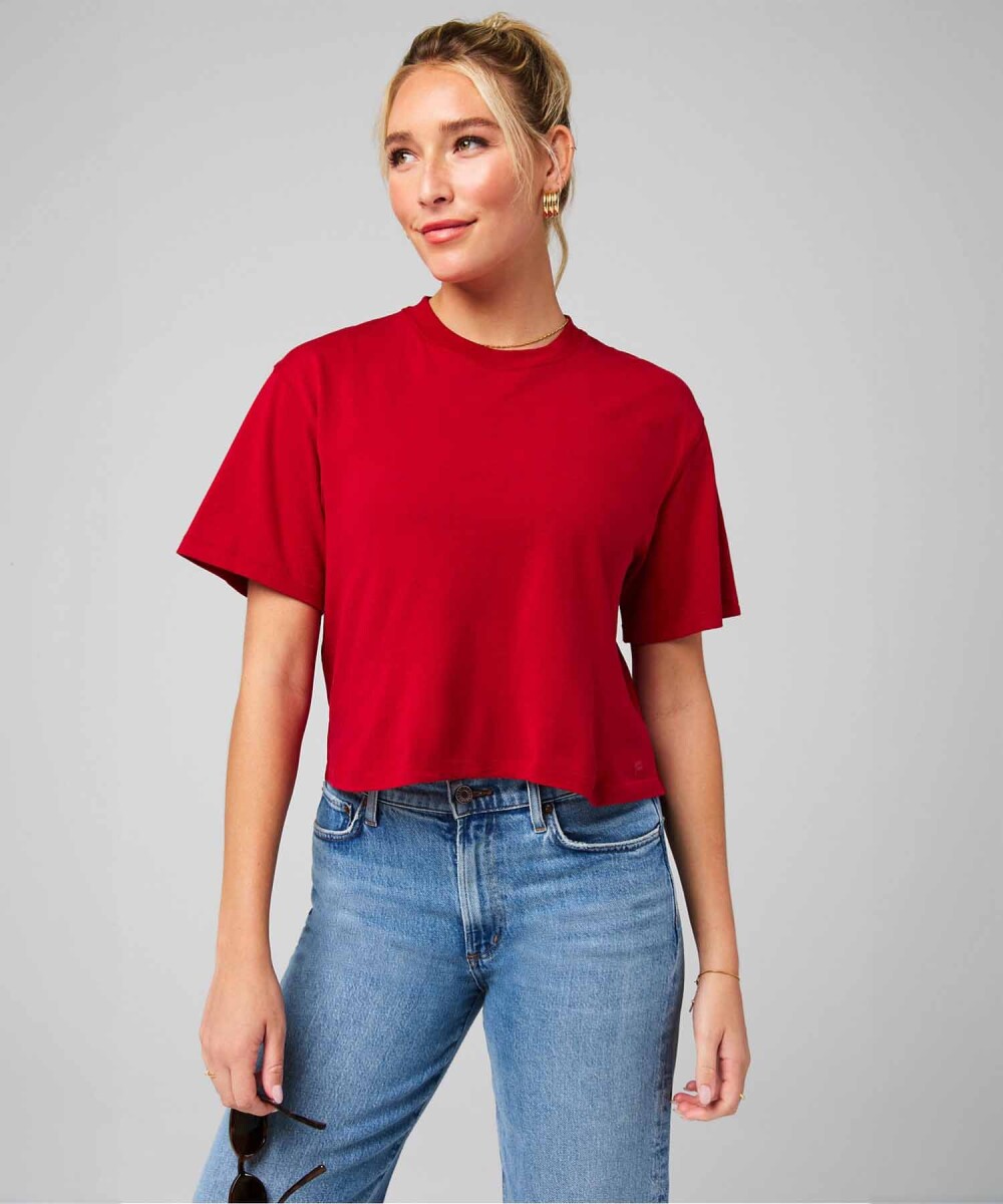 Top Training 100% Cotton Boxy Tee Mujer - Holly Berry 
