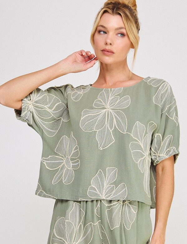Blusa Lino Bordado VERDE