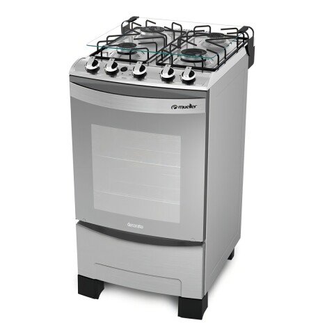Cocina Mueller Decorato 4b Color Inox Puerta Con Visor 220v Cocina Mueller Decorato 4b Color Inox Puerta Con Visor 220v