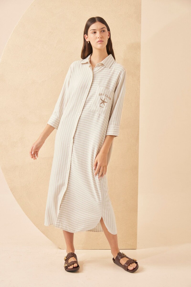 VESTIDO CAMISERO SAILOR - CAMEL 