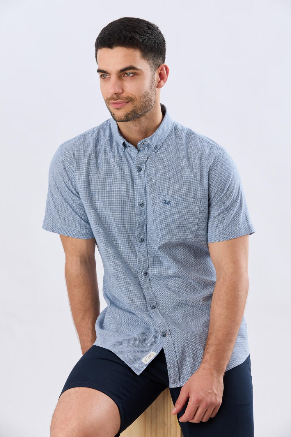 CAMISA CUADROS DE LINO Denim