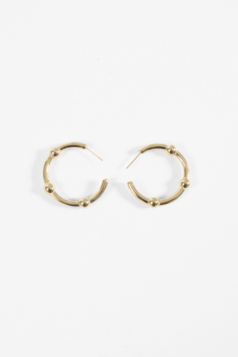 Aros acero con bolitas dorado