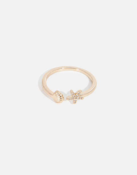 Anillos Chicos Strass Anillo Con Dijes Marinos - Dorado