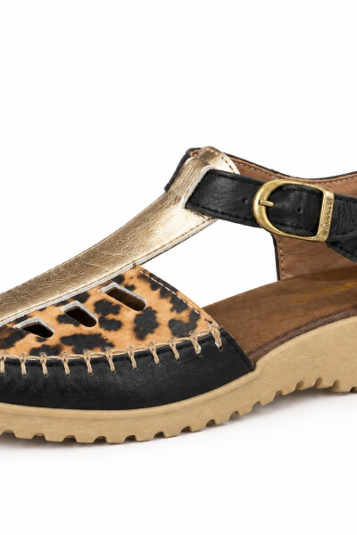 Sandalia Torrente Negro, oro, print