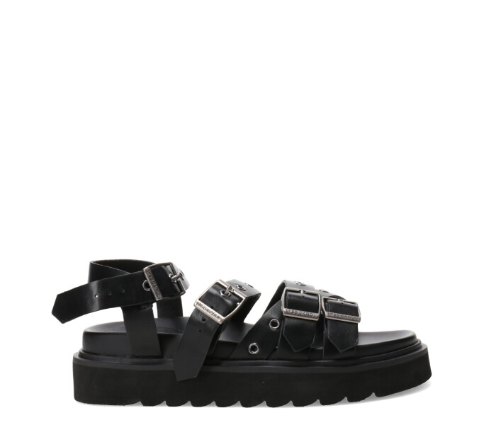 Sandalia HYAMS con hebillas y ojalillos Black