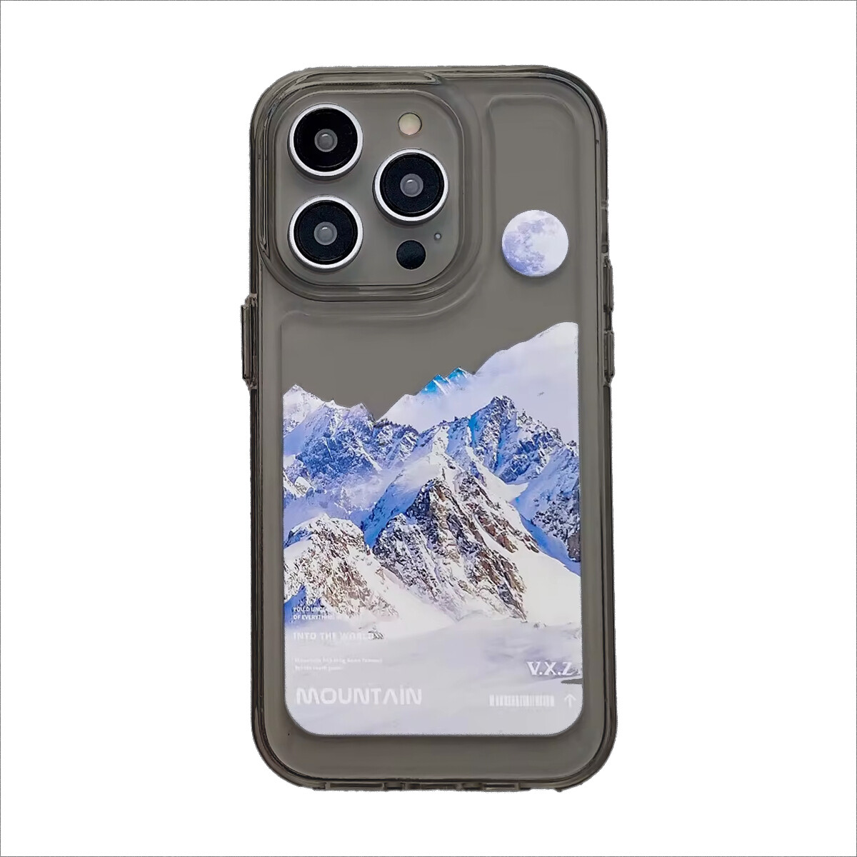 Protector Case Transparente Mountain Day para iPhone 15 Pro Max - Black 