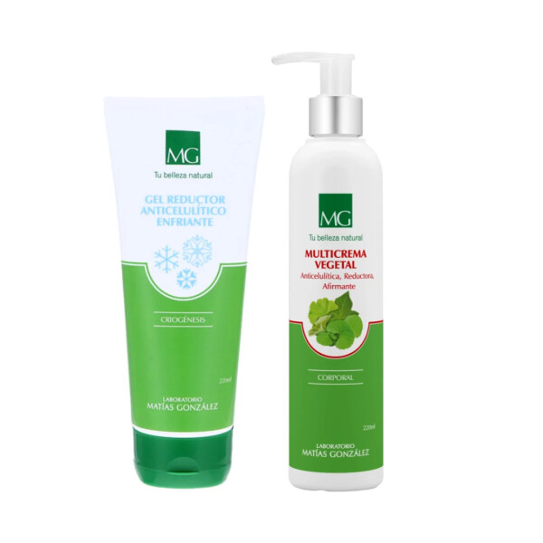 Pack Reductor y Reafirmante: Gel Enfriante Anticelulítico + Multicrema Vegetal Pack Reductor y Reafirmante: Gel Enfriante Anticelulítico + Multicrema Vegetal