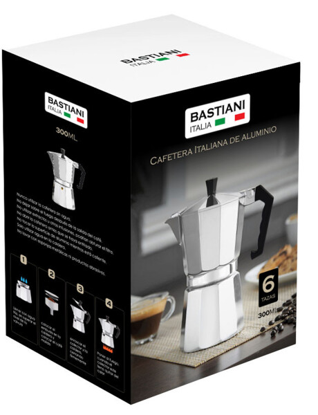 Cafetera italiana Bastiani de aluminio 12 tazas 600ml Cafetera italiana Bastiani de aluminio 12 tazas 600ml