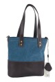 Bolso matero en lona y cuero azul con marrón