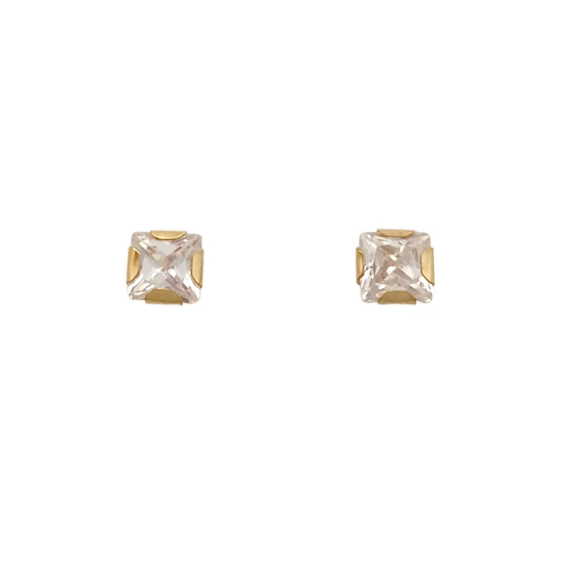 Caravanas Cuadrados de oro - Oro bajo - Zirconia - CA8108 conpiedra