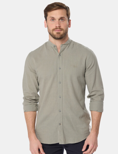 CAMISA DE LINO CUELLO MAO Verde