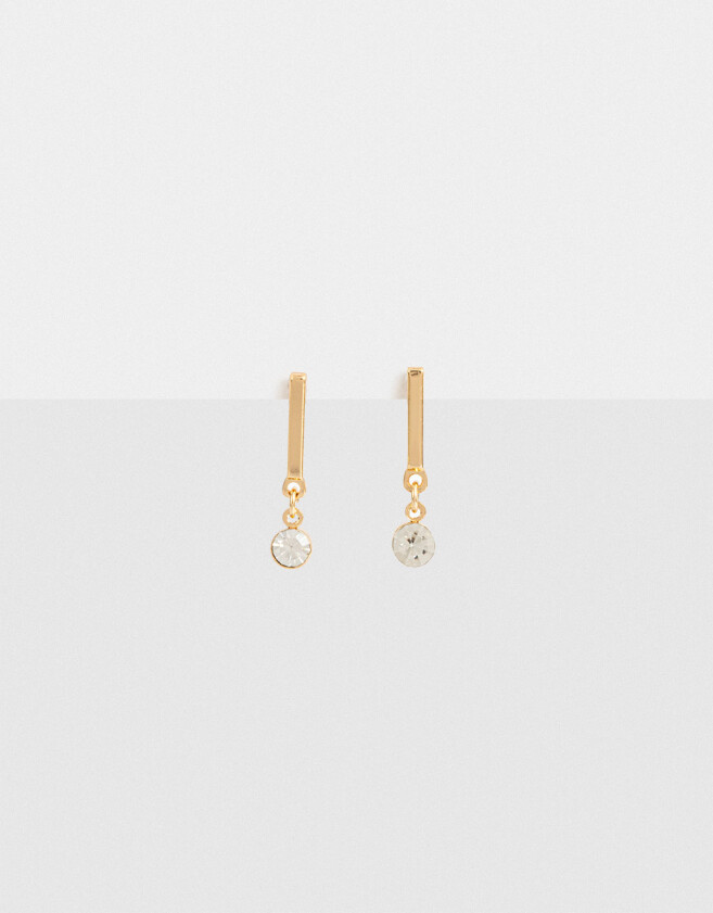Aros Colgantes Cortos Con strass Aro Colgante Corto Con Strass - Dorado