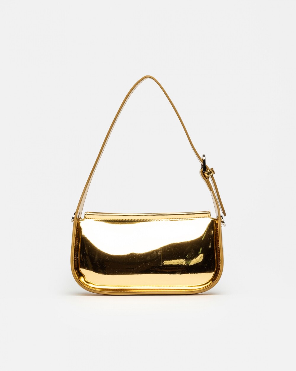 Cartera al hombro Leaf en efecto cuero charol Metalizado