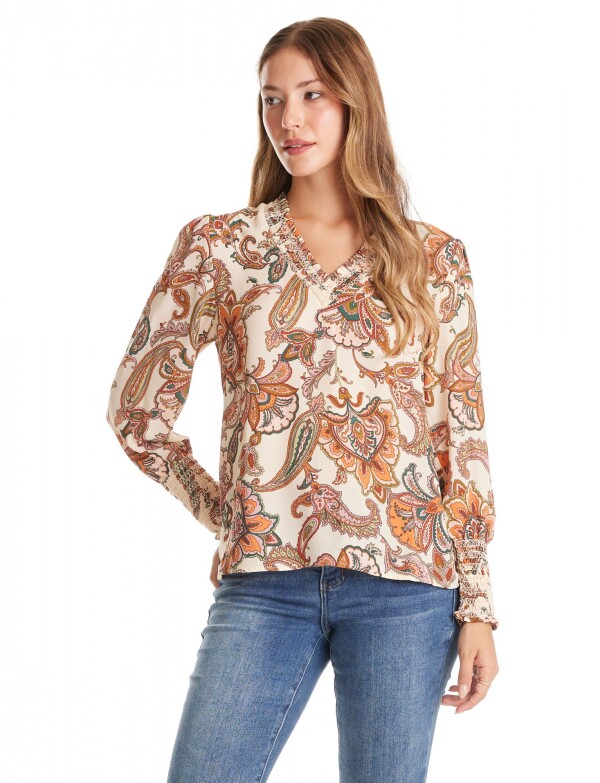 Blusa Gasa Arabescos MULTI/BEIGE